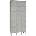 Global Industrial Six Tier Locker, 12x12, x12, 18 Door, Ready To Assemble, Gray 652055GY